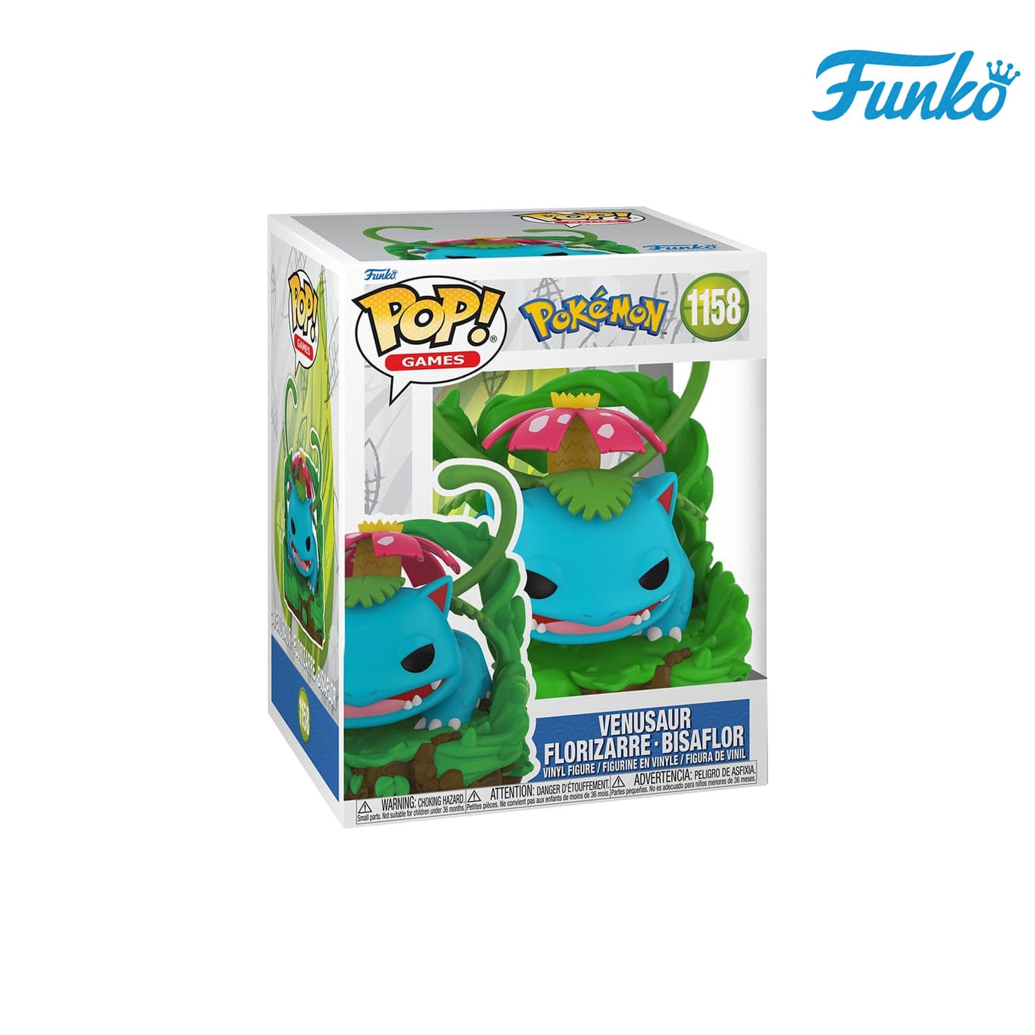 Das Pokémon aus der Kanto-Region Venusaur (1158) von Funko POP! Games als Vynil Figure Premium Collectibles.