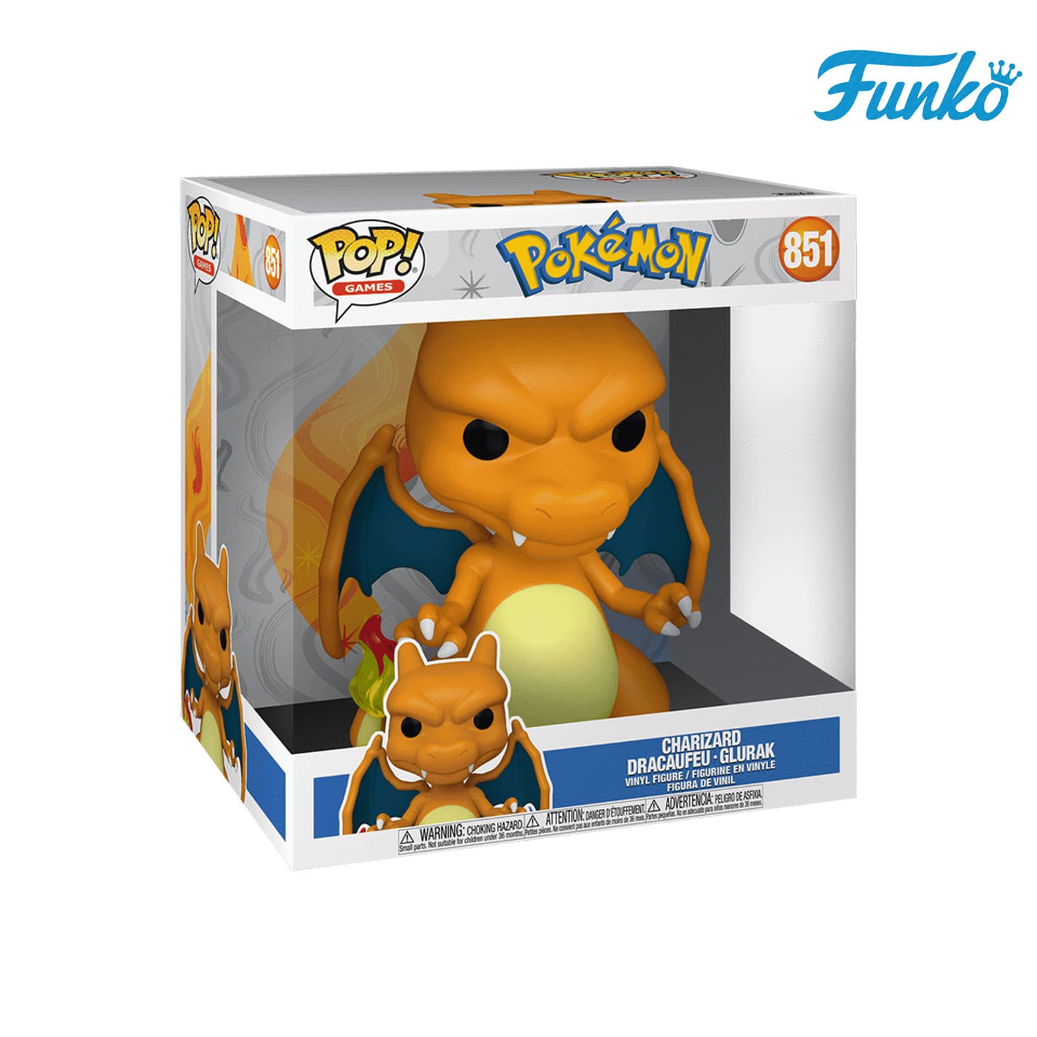 Pokémon Funko POP Jumbo Vynil Figur 851 Glurak/ Charizard/ Dracaufeu 24,5cm Hoch.