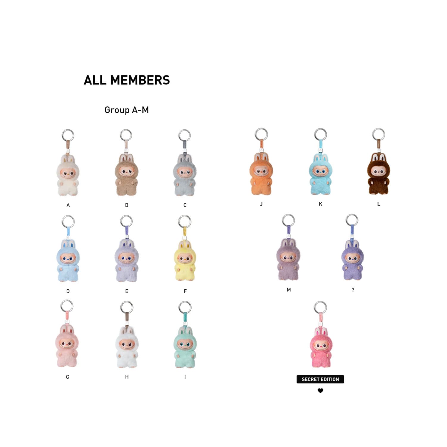 Die neuen The Monsters: Pin for Love von POP MART mit den neuen Labubus: All Members von A-M und Secret 🖤.
Kasing Lung.