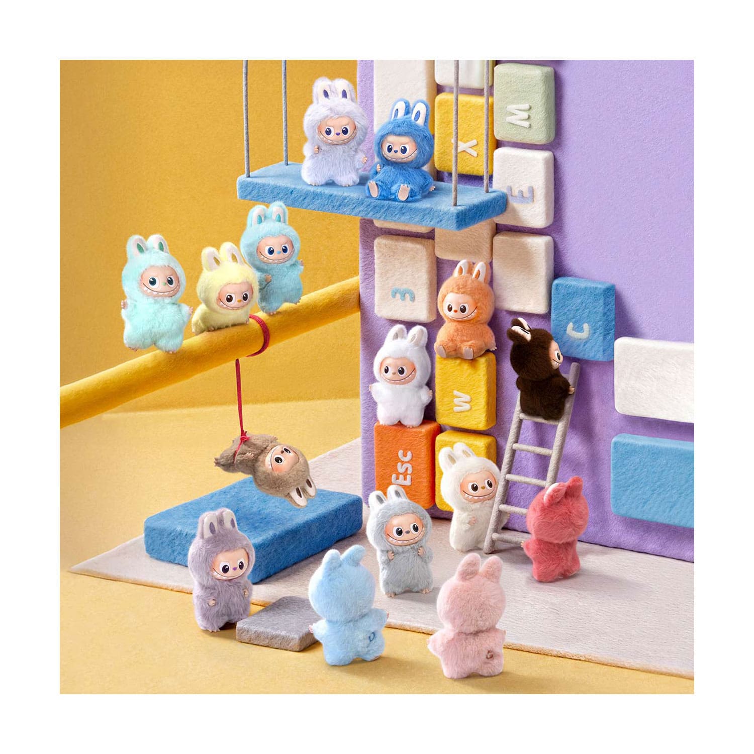 Die neuen The Monsters: Pin for Love von POP MART mit den neuen Labubus: A, O, I, F, D, J, H, L, M, ?, N.