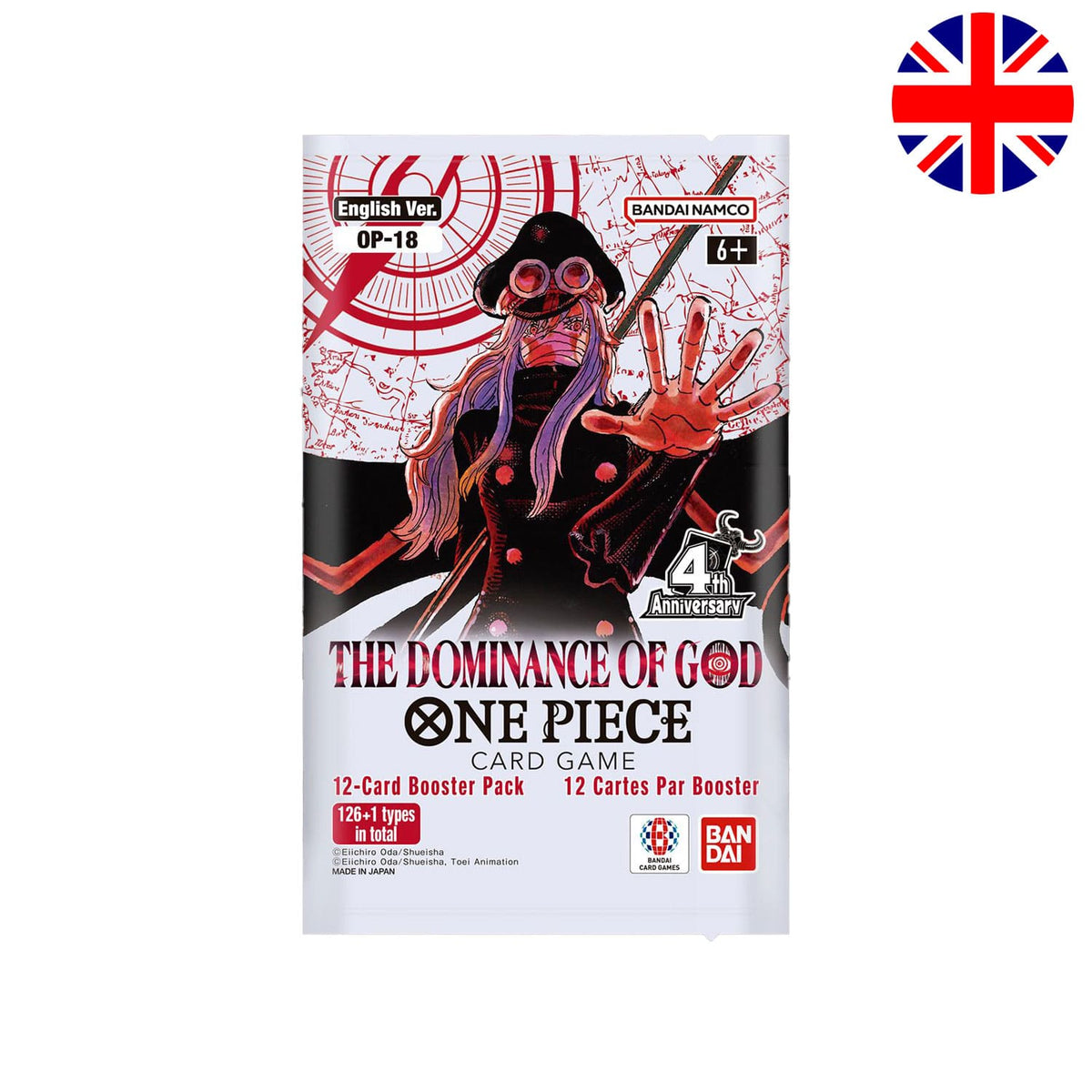 One Piece Card Game OP-18 The Dominance of God Boosterpack Englisch mit Nico Robin, Gunko, Saint Shamrock und 12 Karten