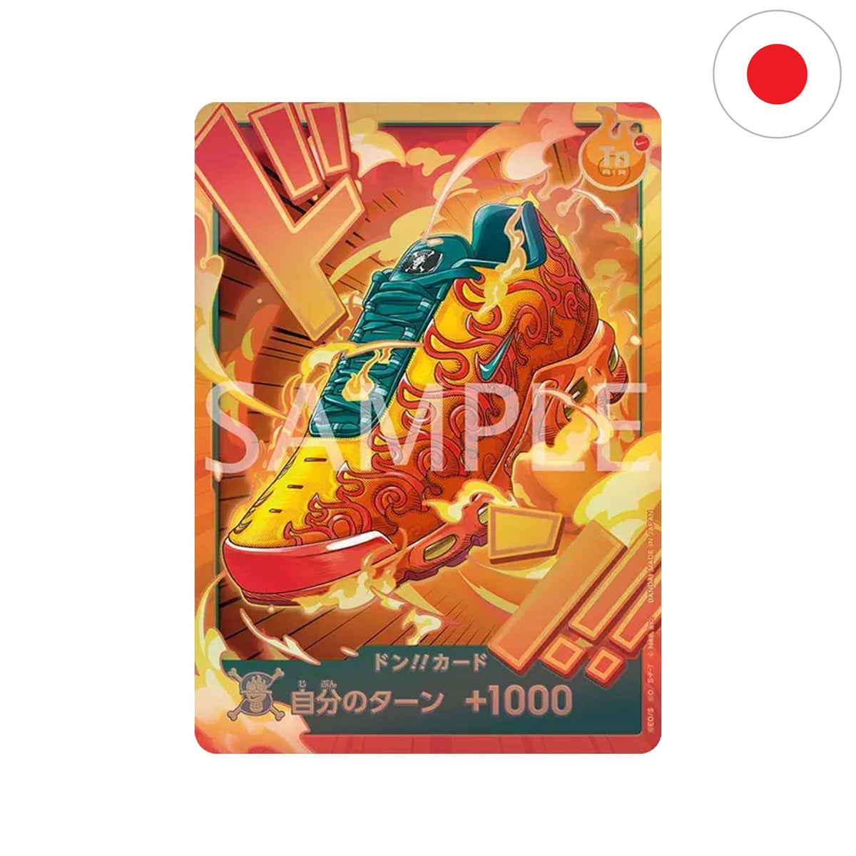 One Piece Card Game x Nike Mera Mera DON! Japanisch mit Air Max Plus Brilliant Orange/Healing Jade, Portgas D Ace Promo