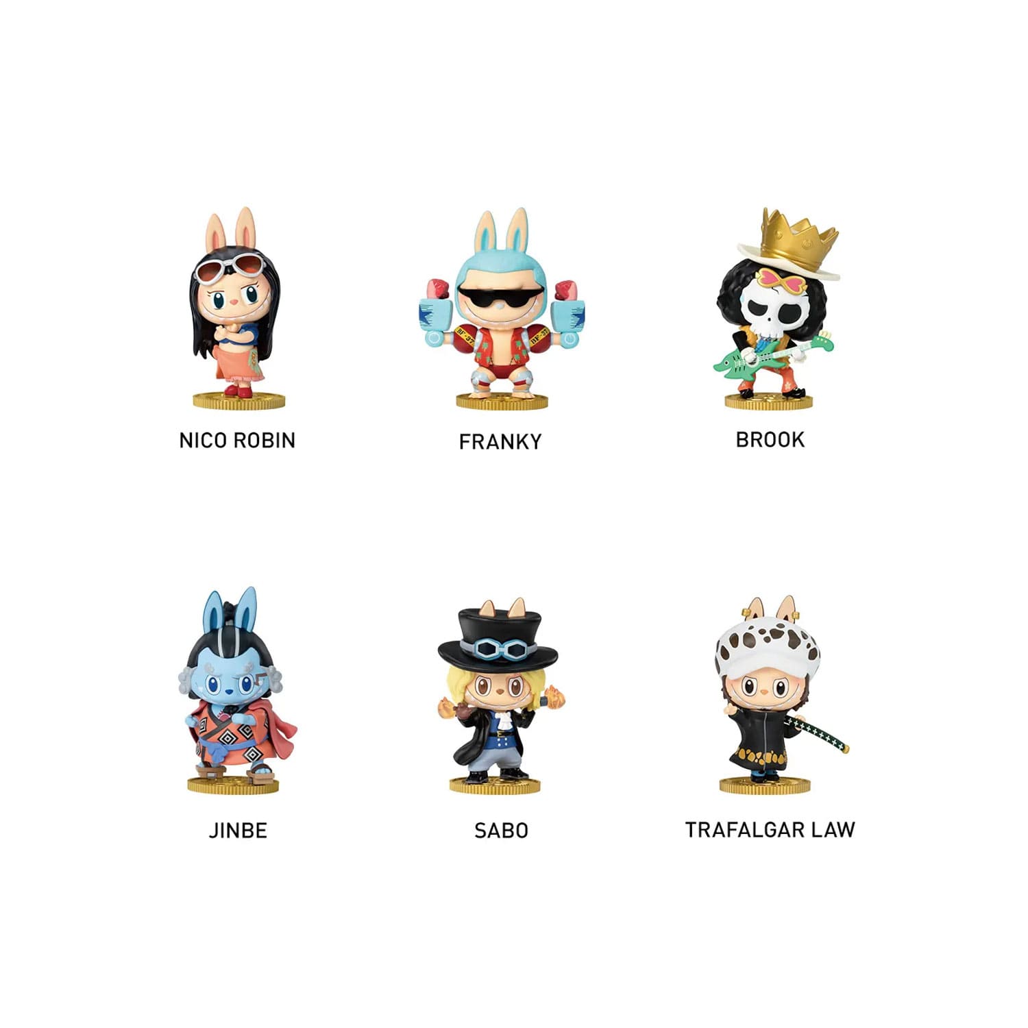 POP MART x One Piece Figures: Nico Robin, Franky, Brook, Jinbe, Sabo, Law in den Blindboxen aus PVC/ ABS mit 9cm Höhe!