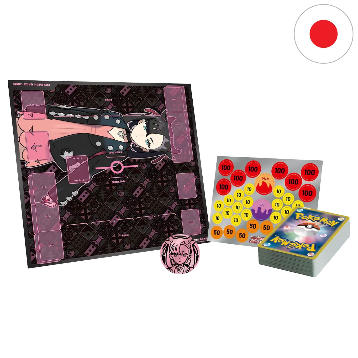 Das japanische Pokémon-EX-Starter-Deck-Mary-SV0M-Spielzubehör mit 60 Kartendeck, Münze und Anleitung.