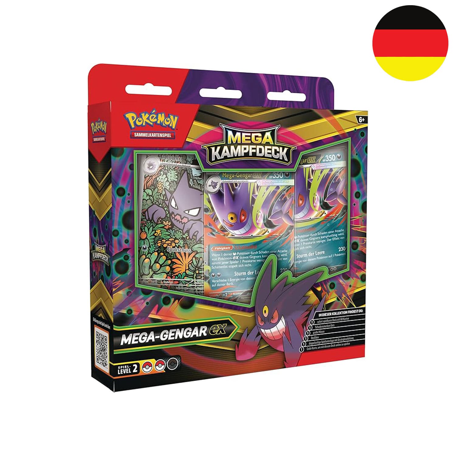 Das deutsche Pokémon Mega Kampfdeck Set mit Mega Gengar ex auf dem Cover.