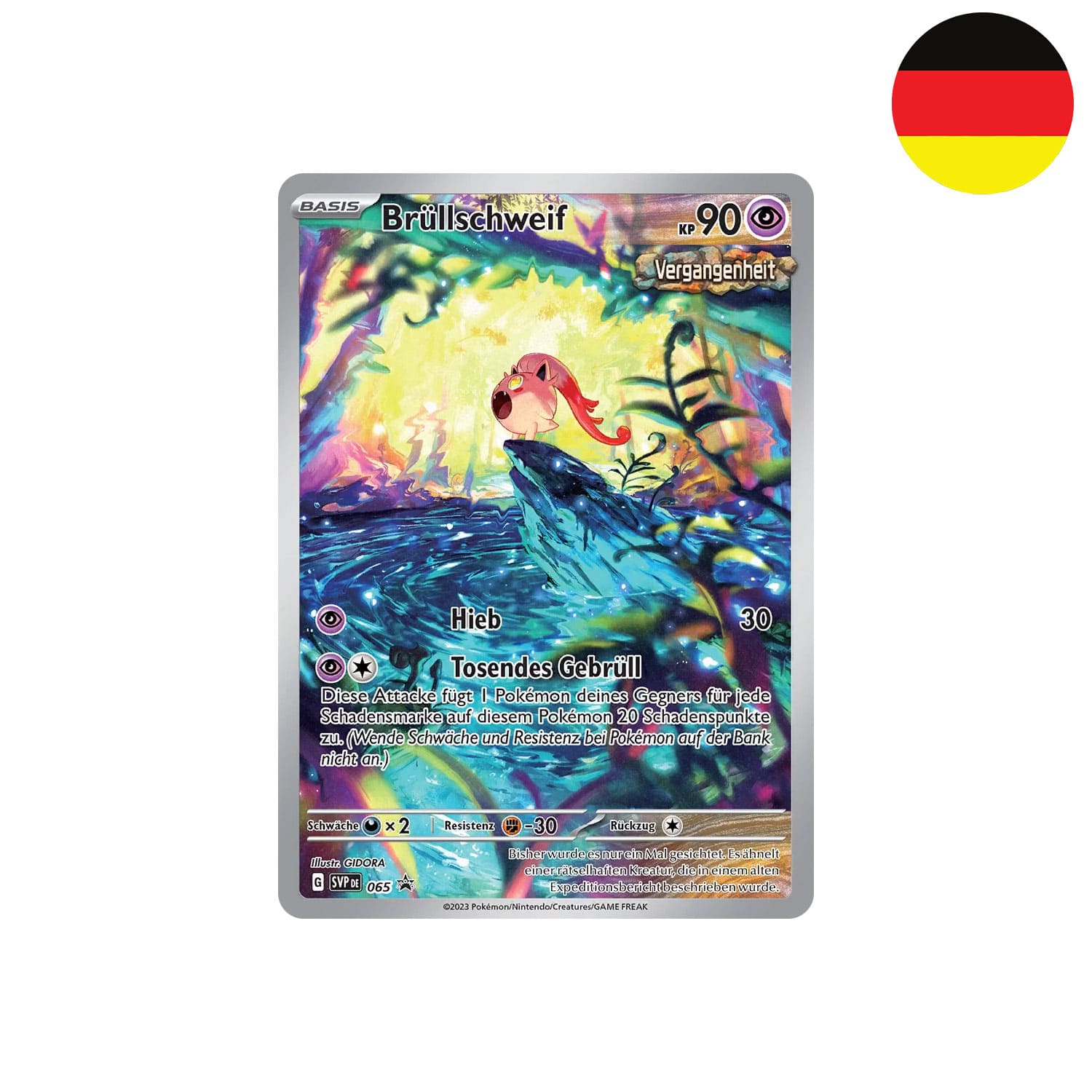 Die exklusive Pokemon Promokarte Brüllschweif aus Paradoxrift die nur in der Top Trainer Box Donnersichel erhältlich ist.