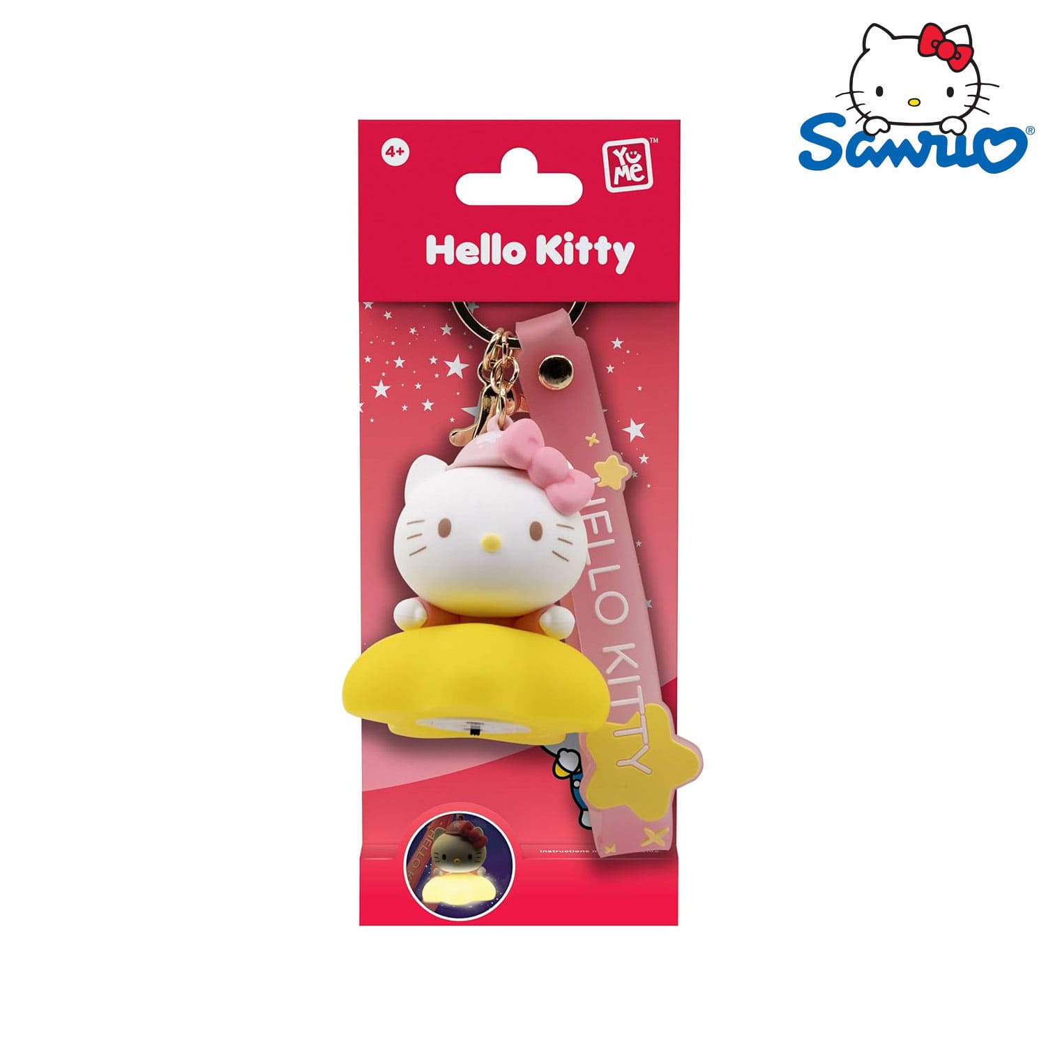 Der YuMe Sanrio Hello Kitty and Friends Light Up Star Anhänger in der Hello Kitty Variation mit leuchtendem Stern.
