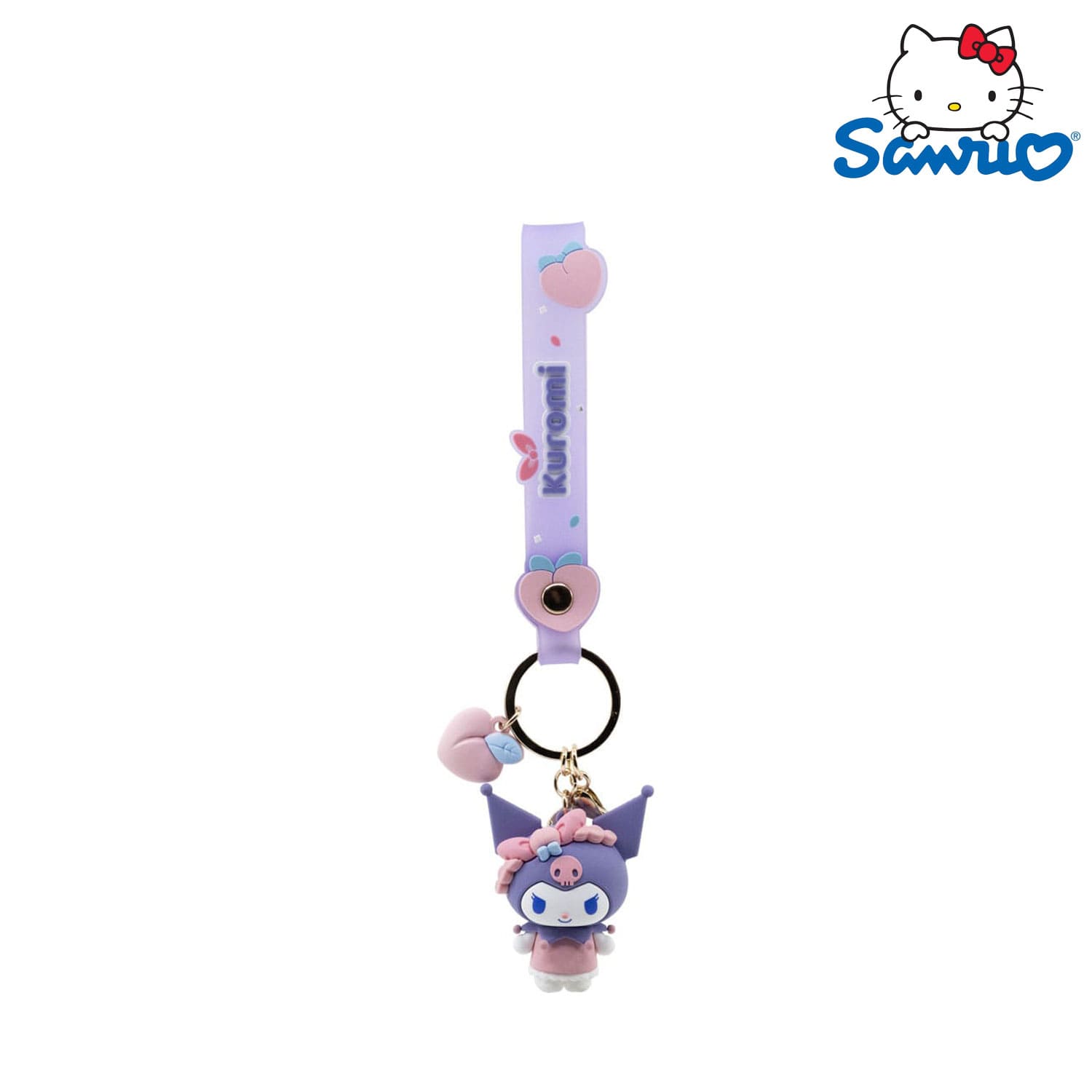 Der Sanrio Hello Kitty and Friends Peach Series Peach Kuromi Keychain Anhänger.