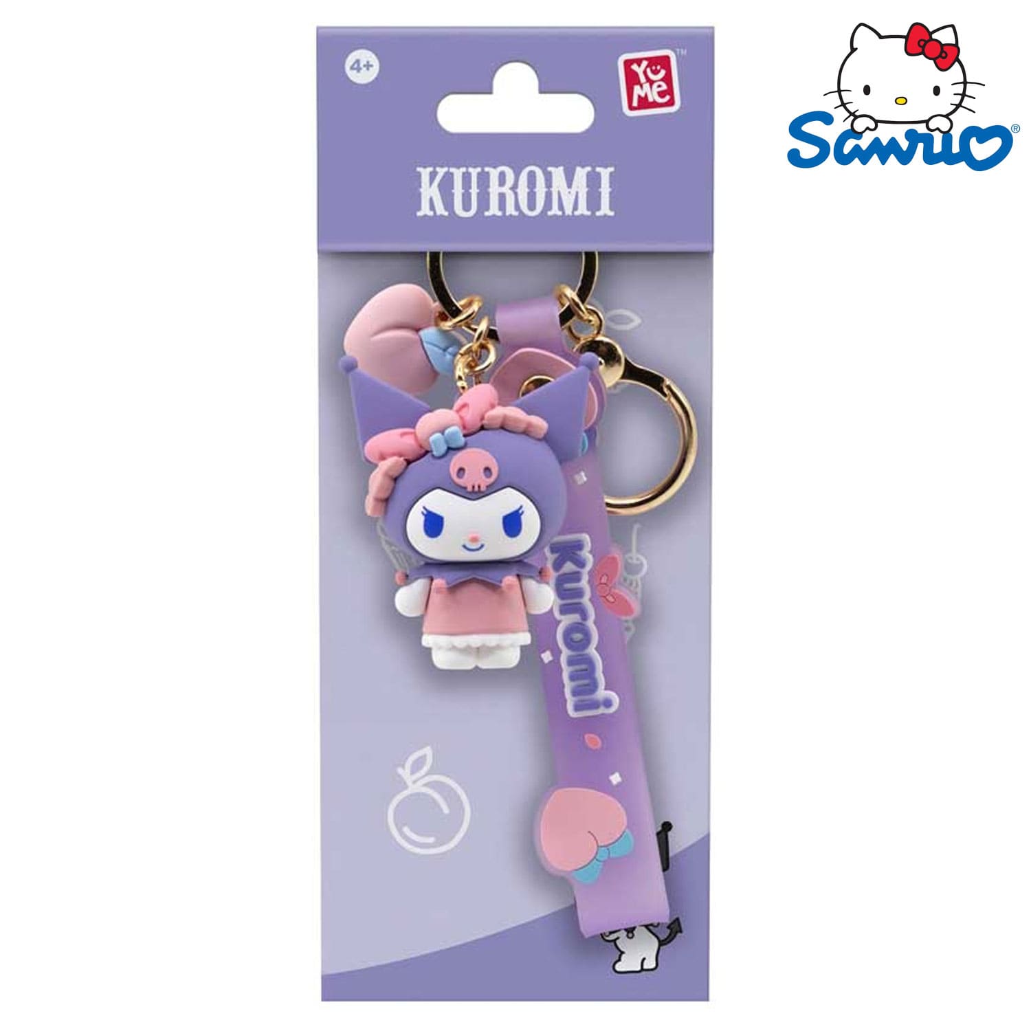 Sanrio Hello Kitty & Friends Peach Series Peach Kuromi Schlüsselanhänger für Sanrio Fans, Sammler und Alltag.