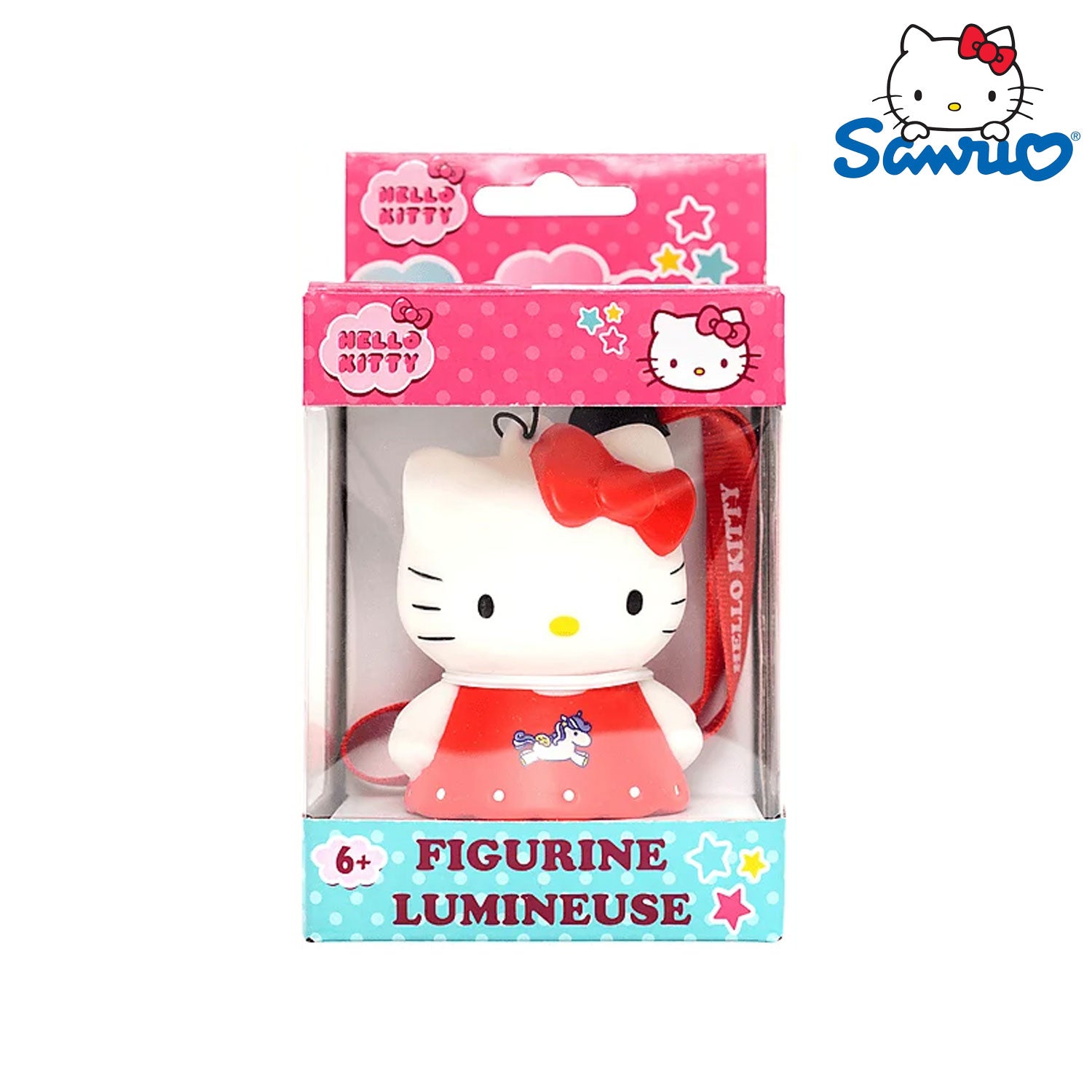 Die Sanrio Hello Kitty LED Leuchtfigur mit Hello Kitty im Einhorn Design. Mit verschiedenen Lichtmodi zur Auswahl.