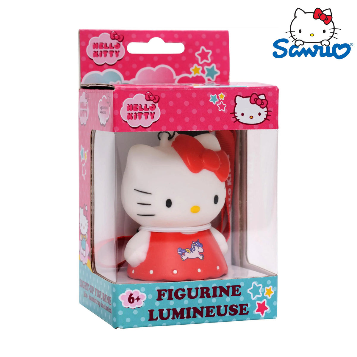 Die Sanrio Hello Kitty LED Leuchtfigur mit Hello Kitty im Einhorn Design. Mit verschiedenen Lichtmodi zur Auswahl.