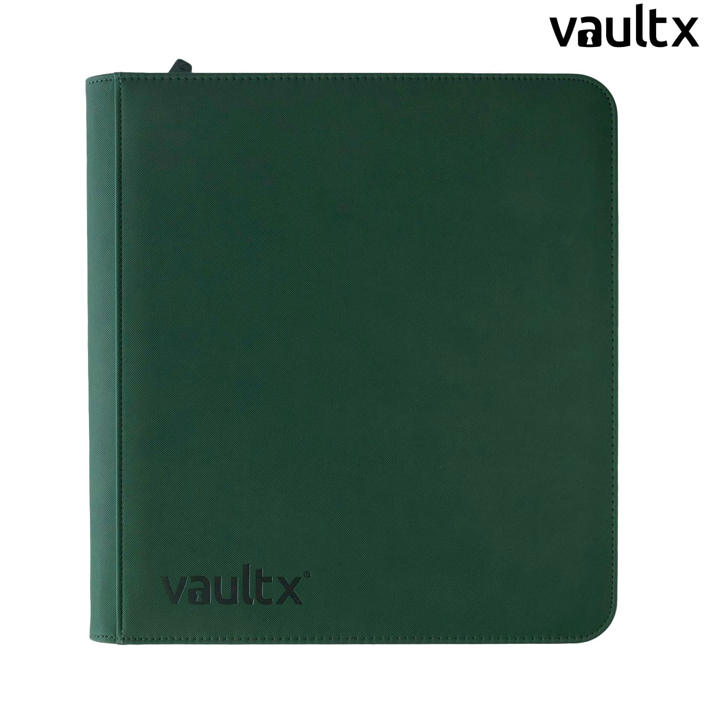 VaultX Premium Card Binder Grün 12 Pockets Zip Exo Tec in Farbe Schwarz, für Pokémon, Yu-Gi-Oh! und One Piece.
