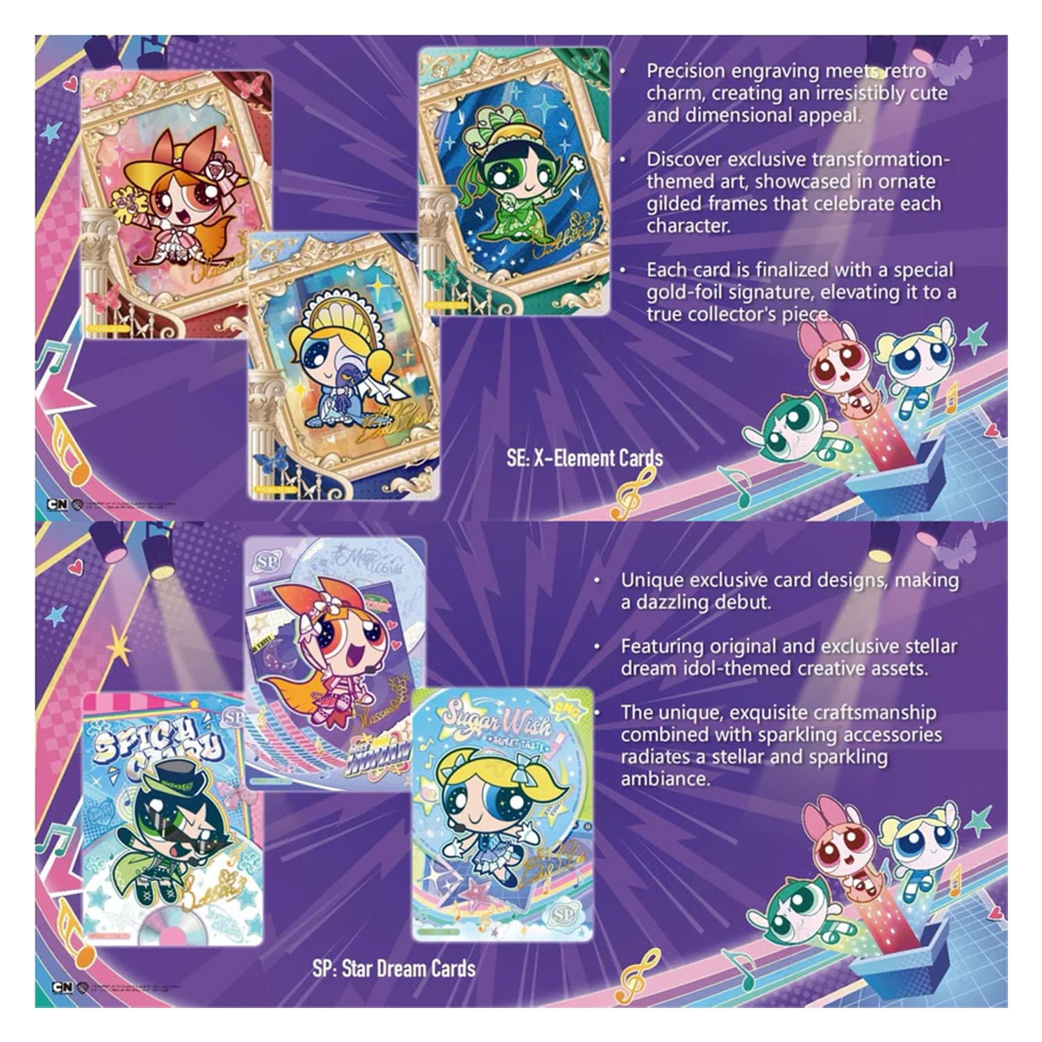 Die Kayou Powerpuff Girls Starlight Edition 001 SEA Series 1 Sammelkarten mit hochwertigen Premium Finishes.