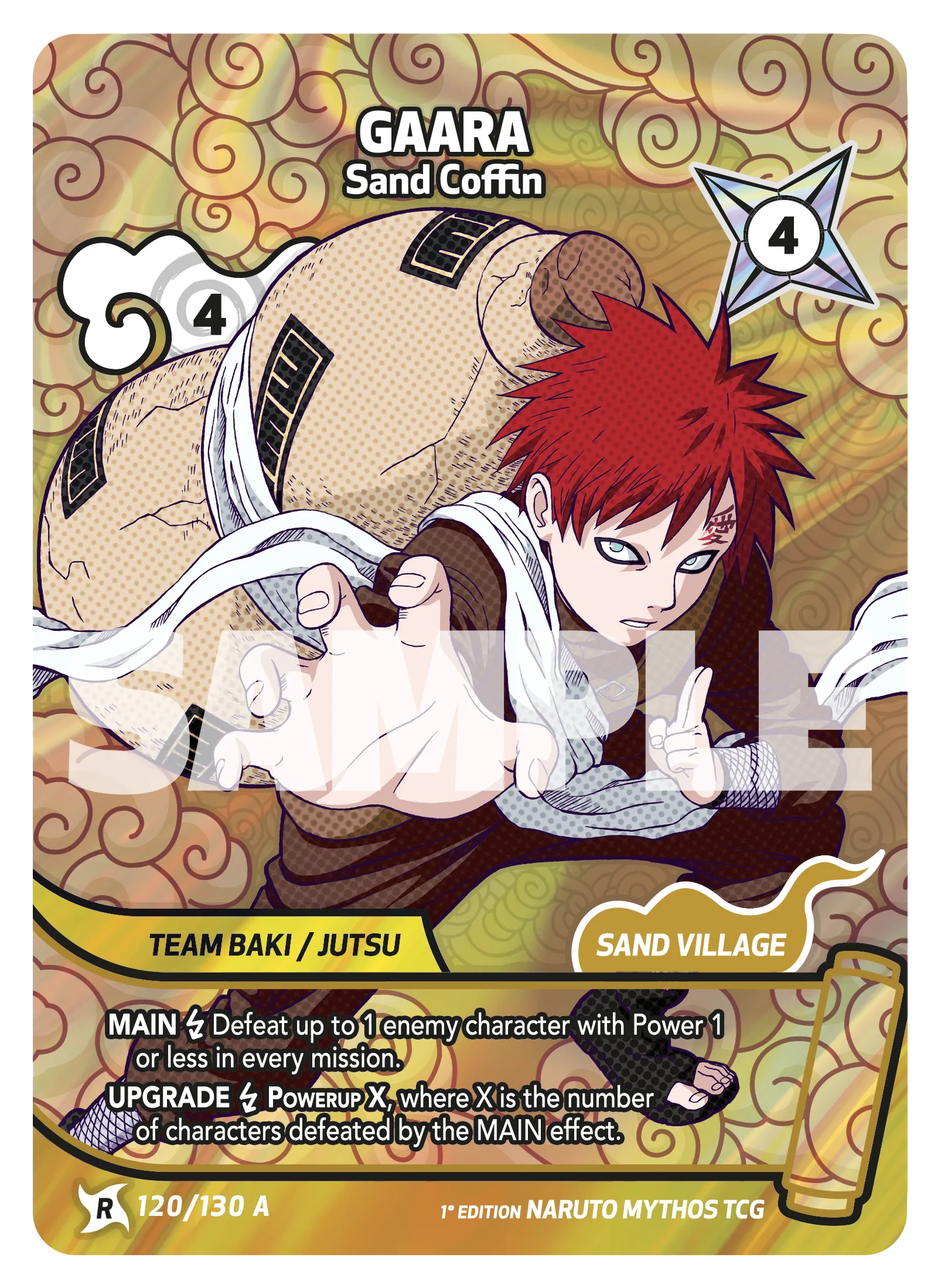 ま*】様 NARUTO Mythos TCG 我愛羅 120/130 V Naruto Mythos TCG Display: Konoha Shido (1st Edition)