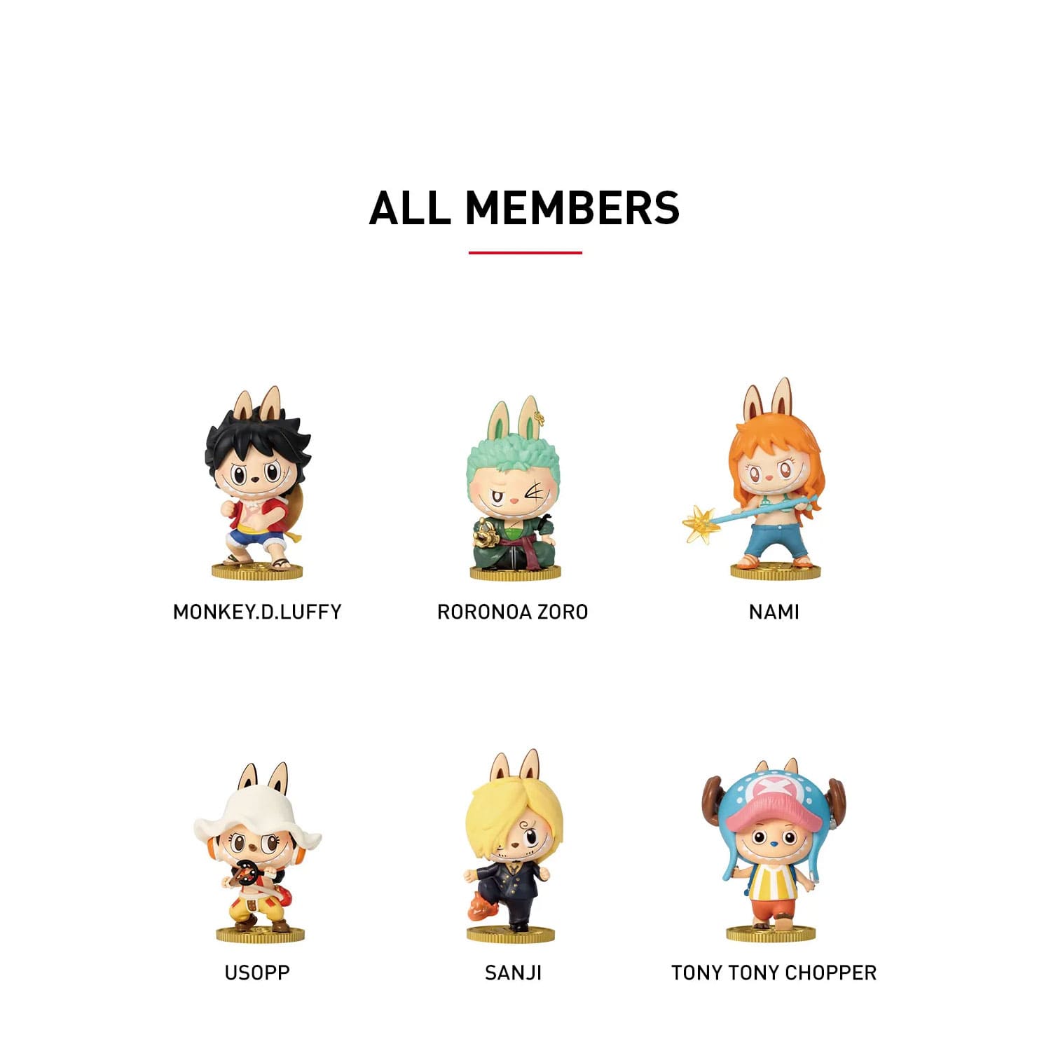 POP MART x One Piece Figures: Ruffy, Zoro, Nami, Usopp, Sanji, Chopper in den Blindboxen aus PVC/ ABS mit 9cm Höhe!