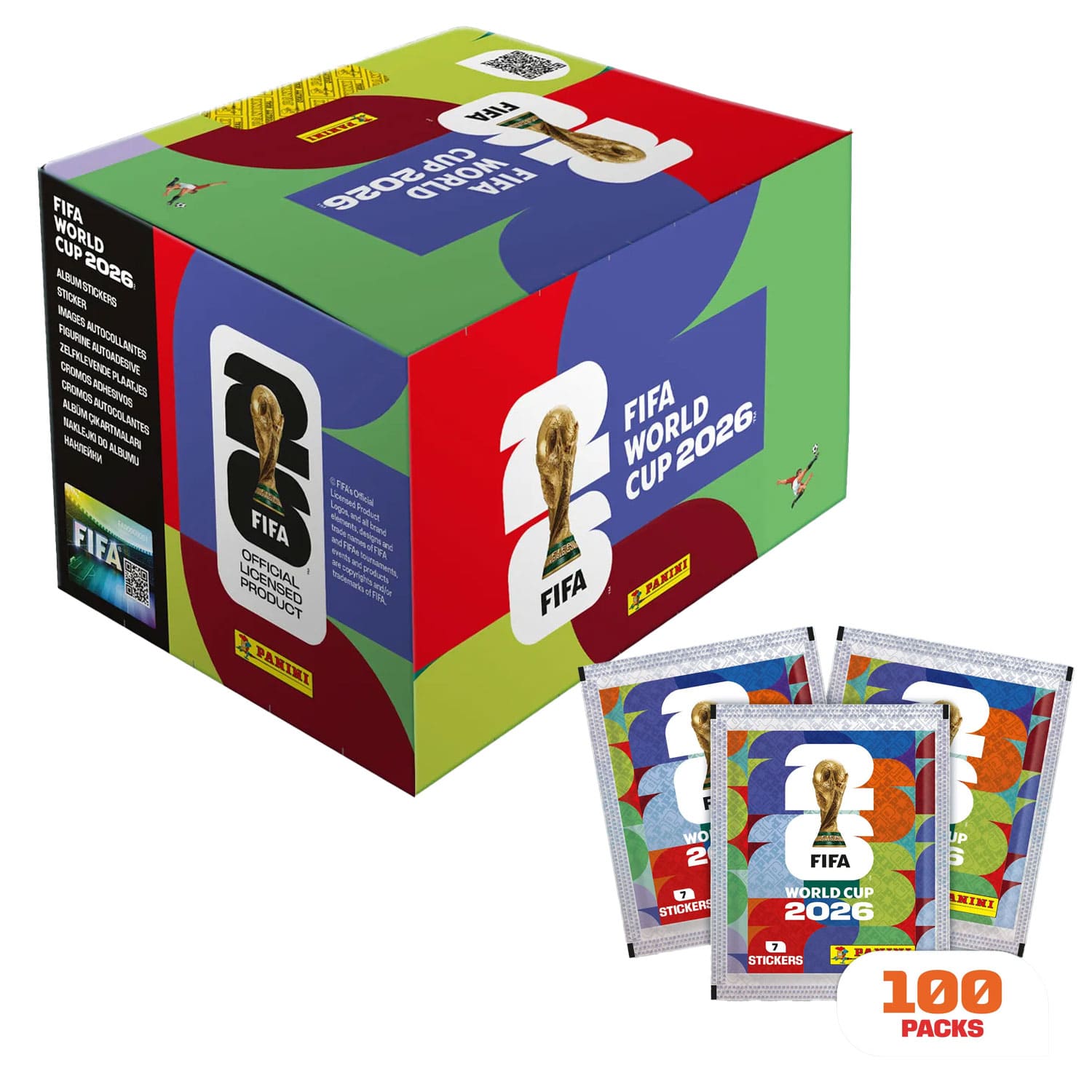Panini FIFA World Cup 2026™ Sticker Box mit 100 Stickertüten. Japan, Türkei, Kanada, Brasilien, Kroatien, Niederland.