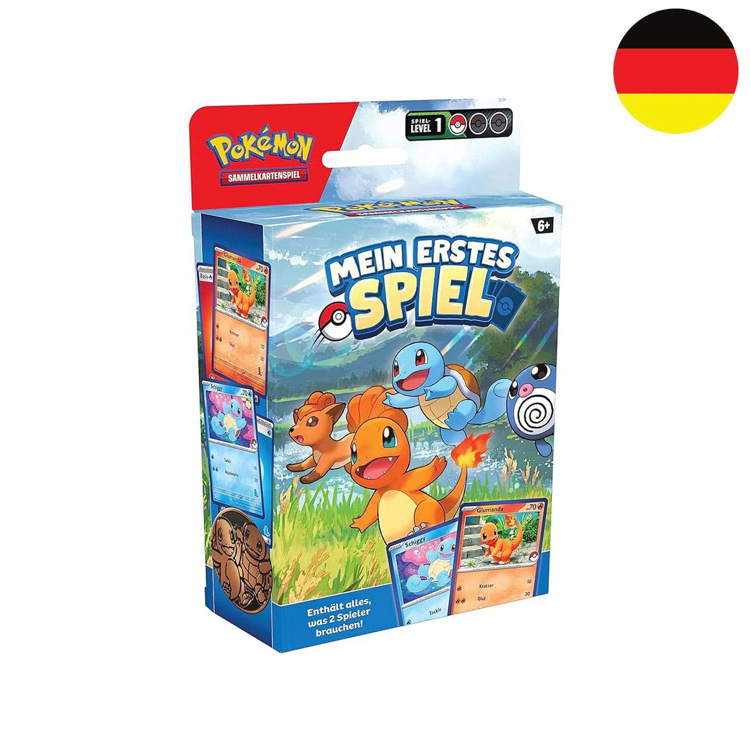 Die deutsche Pokémon Trading Card Game Einsteiger Deck Mein erstes Spiel Glumanda, Schiggy, Vulpix und Quapsel Cover.