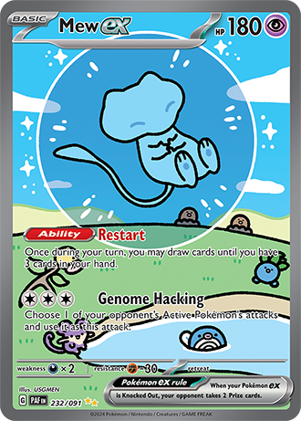 Die englische Pokémon-Scarlet-Violet-Bubble-Mew-ex-232-091 Karte.
