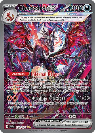 Die englische Pokémon-Scarlet-Violet-Charizard-ex-234-091 Karte.