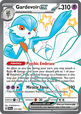 Die englische Pokemon-Scarlet-Violet-Gardevoir-ex-217-091 Karte.