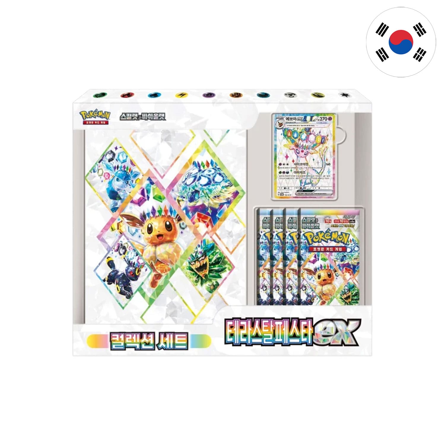 In der exklusiven koreanischen Terastal Festival Espeon Collection, erhaltet Ihr eine Full-Art Psiana Promokarte.