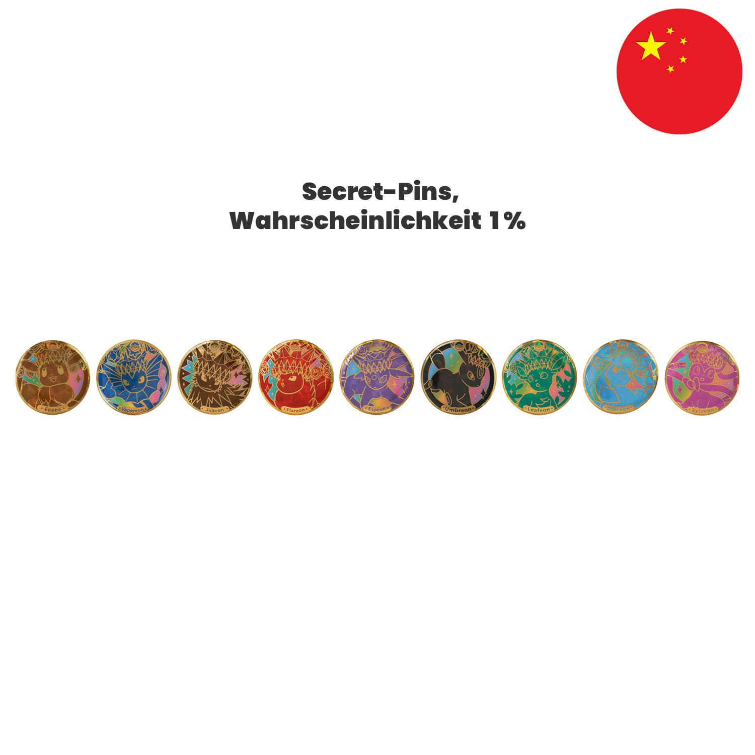 Pokémon Blooming Legends Badge Set CSV9.5 mit Secret-Ansteckpinadeln mit Flamara, Folipurba, Glaziola, Blitza.