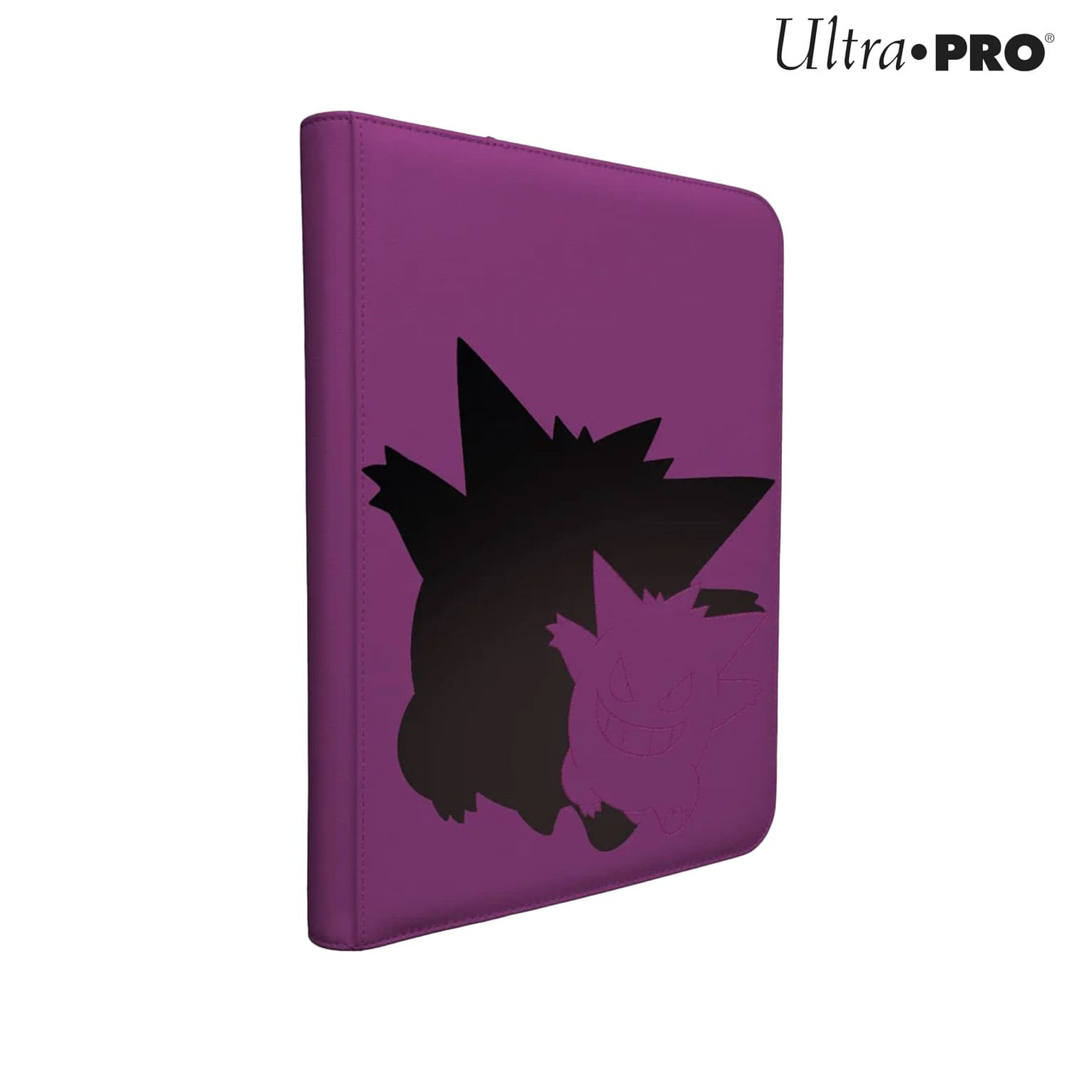 Die Pokémon Ultra Pro Elite Gengar Zippered PRO Binder, Sammelheft, Ordner in Lila, mit Reissverschluss und Kunstleder.