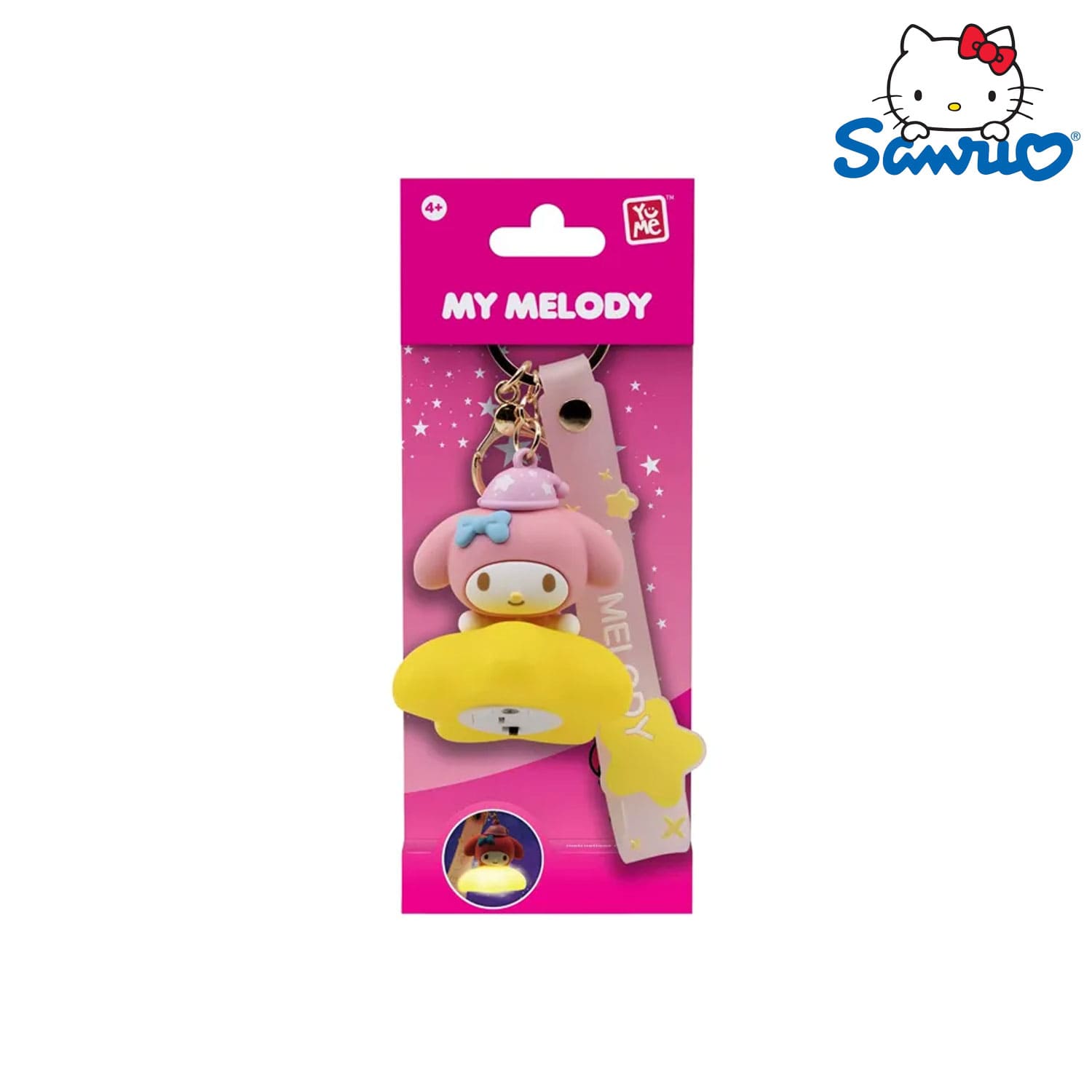 Der YuMe Sanrio Hello Kitty and Friends Light Up Star Anhänger in der My Melody Variation mit leuchtendem Stern.