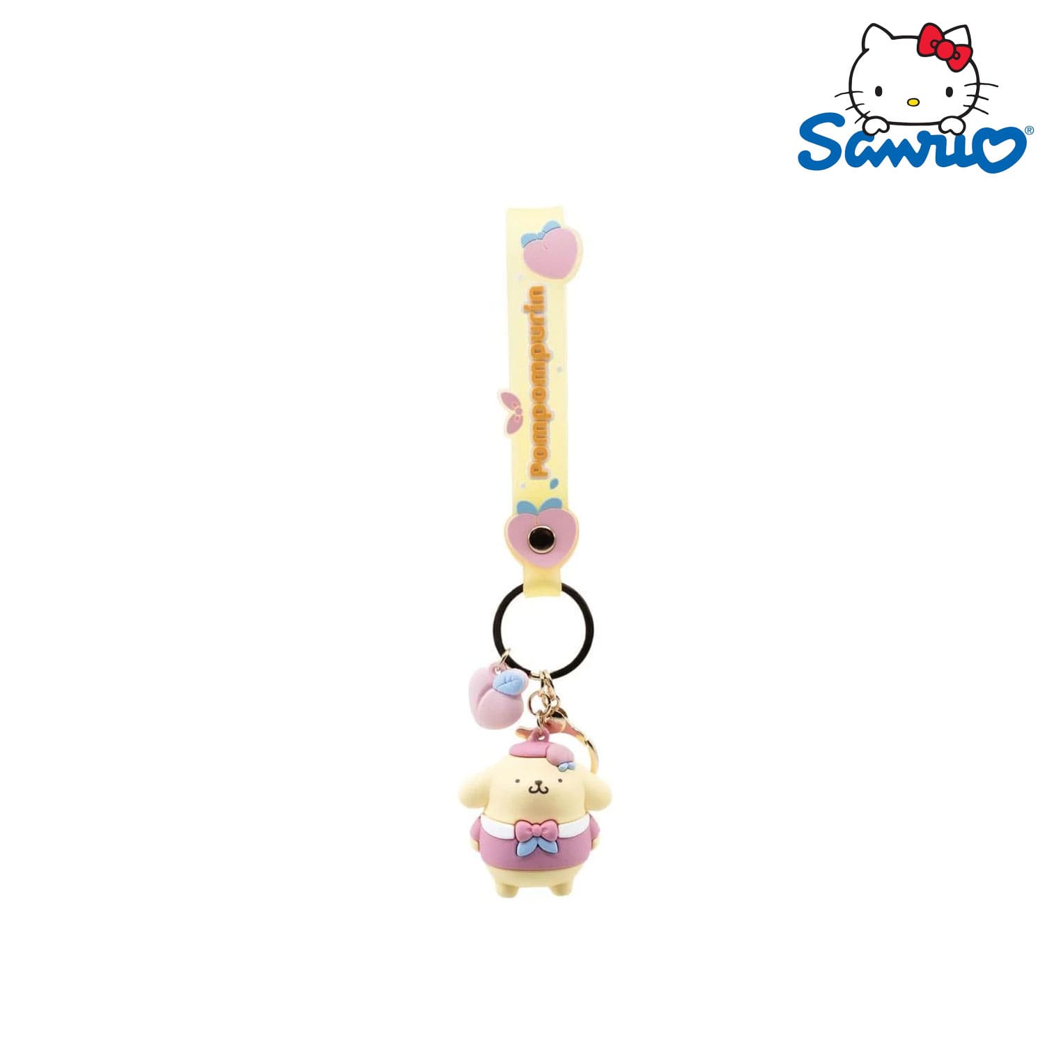 Der Sanrio Hello Kitty and Friends Peach Series Peach Pompompurin Keychain Anhänger.