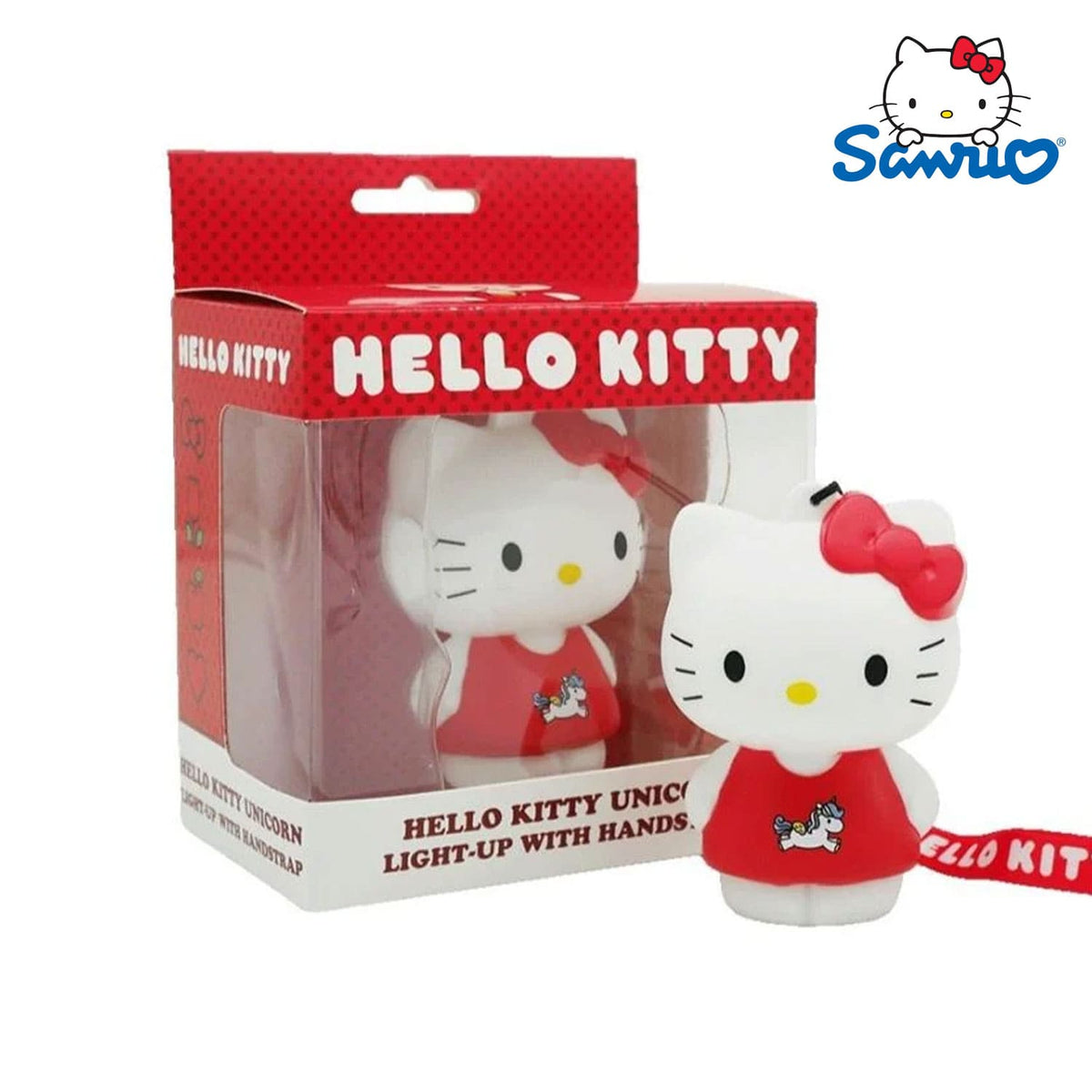 Die Sanrio Hello Kitty LED Leuchtfigur mit Hello Kitty im Einhorn Design. Mit verschiedenen Lichtmodi zur Auswahl.
