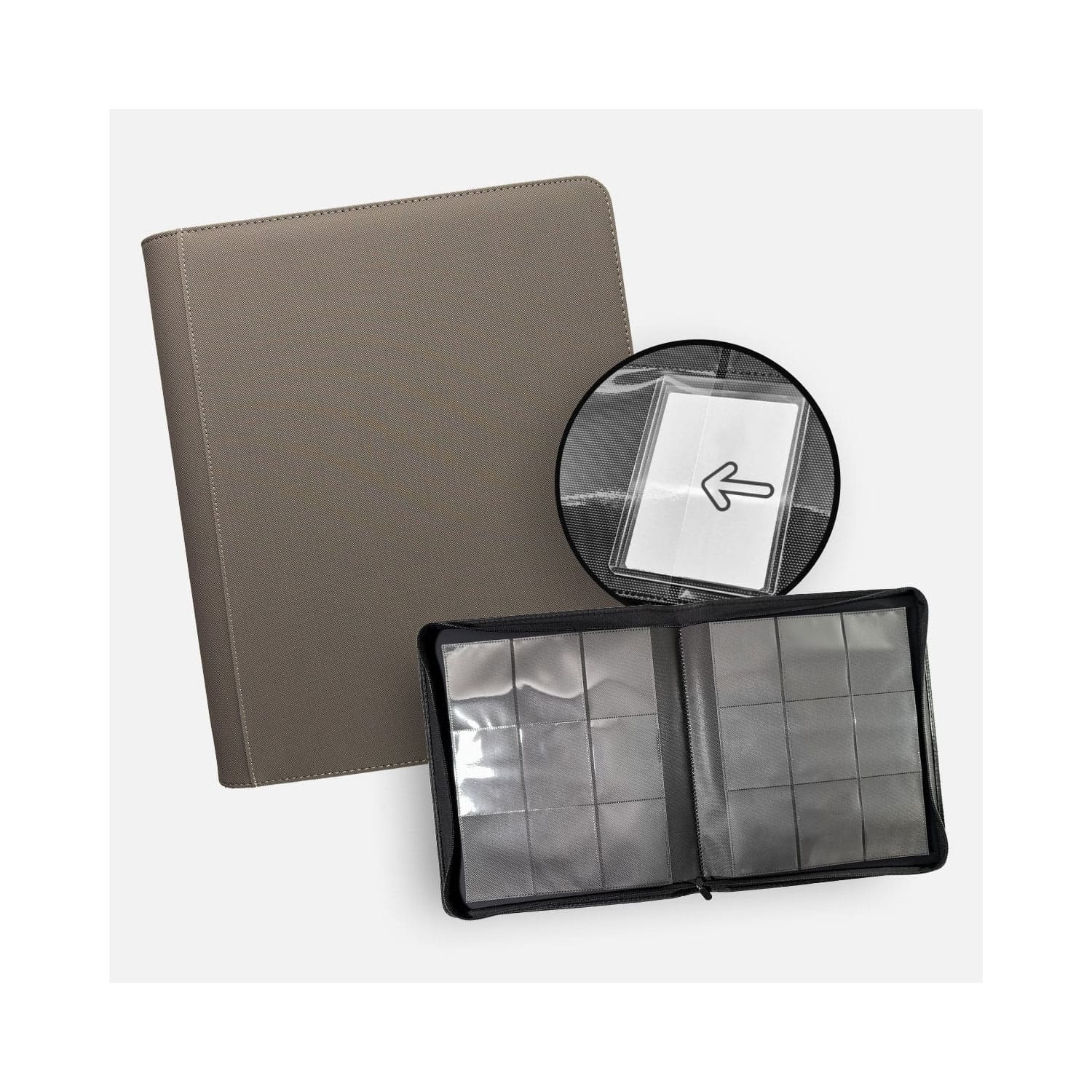 TCG Guru 9 Pocket Toploader Binder Xenon Grau für Magic: The Gathering, Disney Lorcana und Digimon Karten.