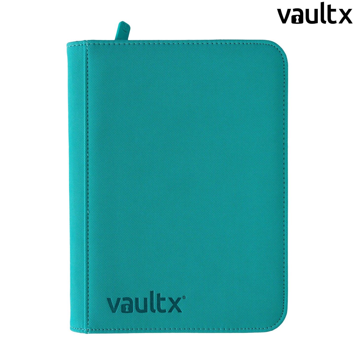 Die Vault-X_Exo-Tec-4-Pocket-Zip-Binder in der Farbe Türkis von außen mit Reißverschluss.