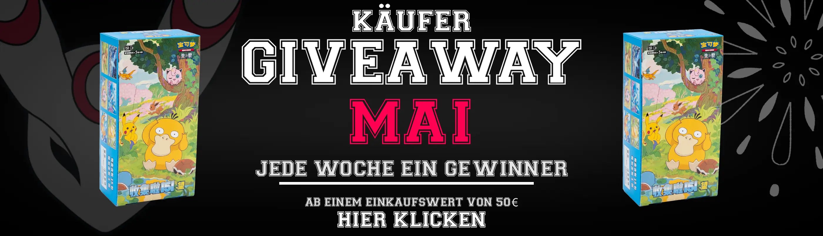 Der Desktop Banner des Yonko Käufergewinnspiels mit dem Gewinn für Mai.