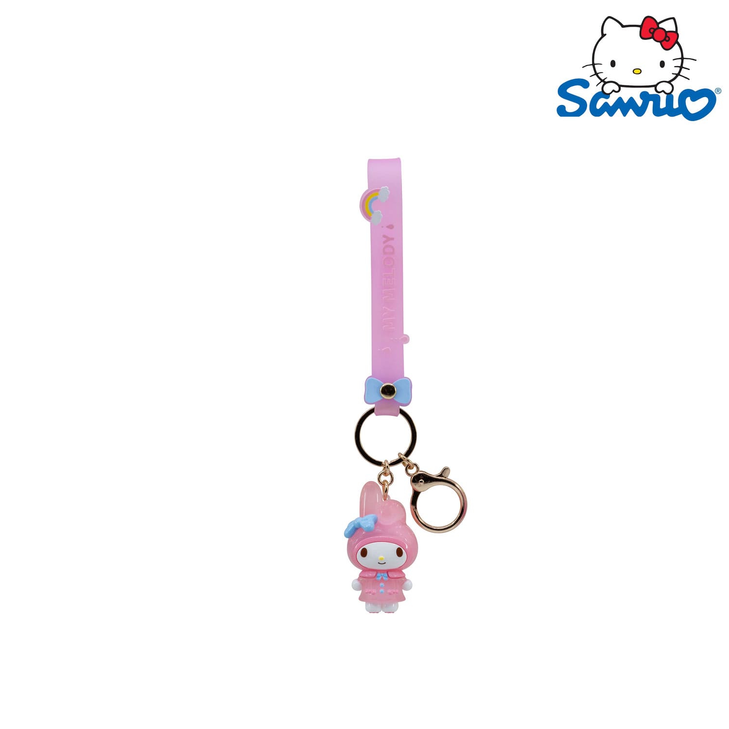 Der YuMe Toys Sanrio Hello Kitty and Friends Raincoat Series Keychain Anhänger in der My Melody Variation.