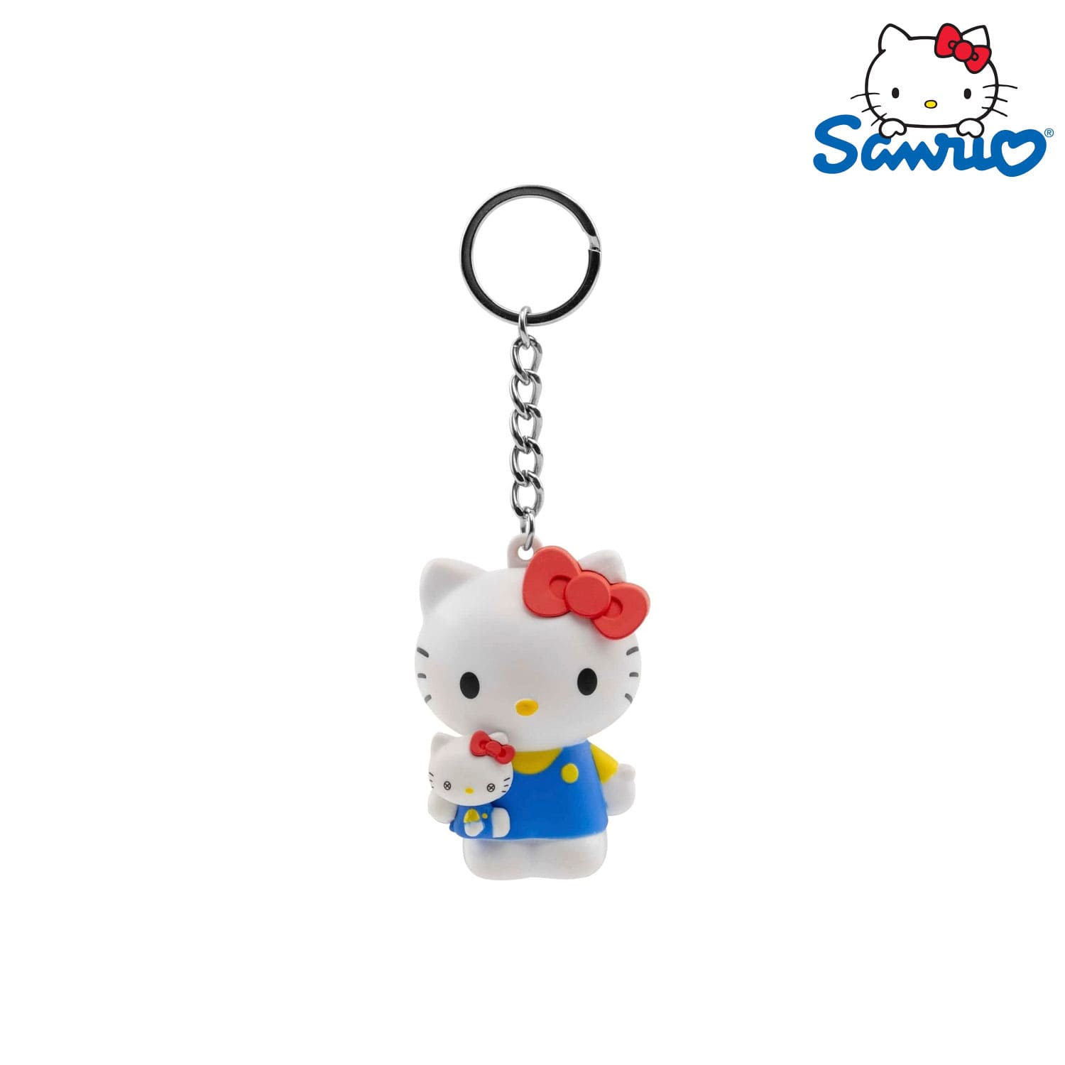 Der YuMe Toys Sanrio Hello Kitty and Friends Pocket Hero Keychain/Anhänger Figur in der Hello Kitty Blau Variation.