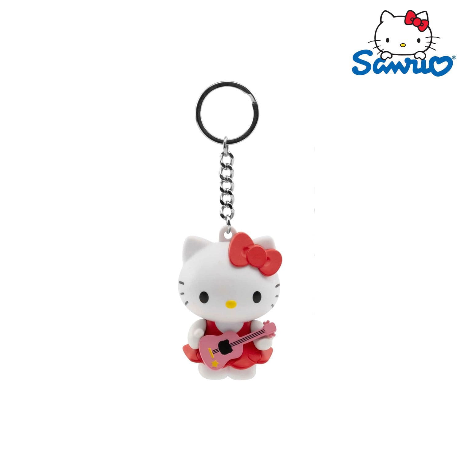 Der YuMe Toys Sanrio Hello Kitty and Friends Pocket Hero Keychain/Anhänger Figur in der Hello Kitty Rot Variation.