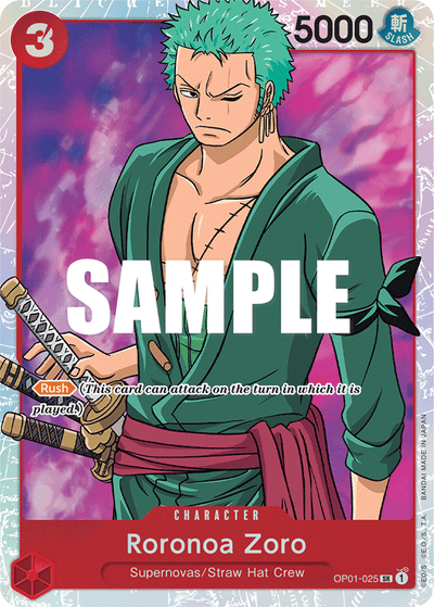 Roronoa Zoro OP01-025 Romance Dawn One Piece Karte