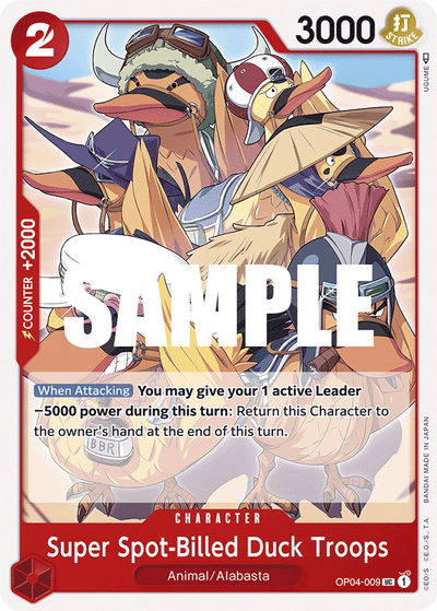 Super Spot-Billed Duck Troops OP04-009 Kingdoms of Intrigue One Piece Karte