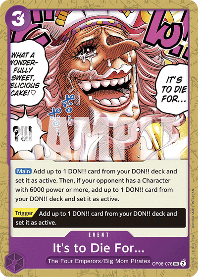 It's to Die For... OP08-076 Two Legends One Piece Karte