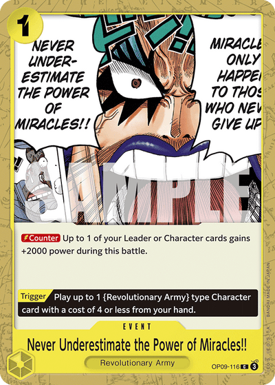 Never Underestimate the Power of Miracles!! OP09-116 Emperors in the New World One Piece Karte