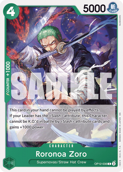 Roronoa Zoro OP12-036 Legacy of the Master One Piece Karte