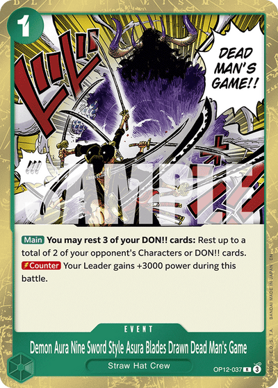 Demon Aura Nine Sword Style Asura Blades Drawn Dead Man's Game OP12-037 Legacy of the Master One Piece Karte