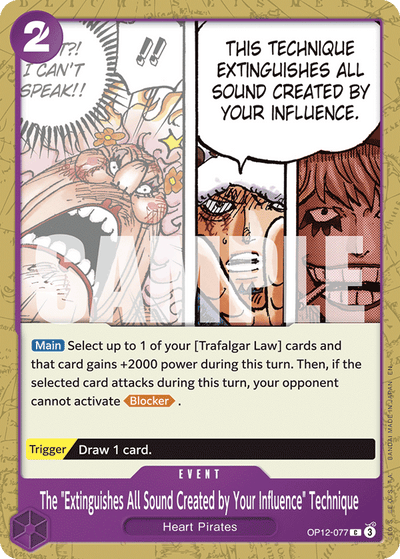 The "Extinguishes All Sound Created by Your Influence" Technique OP12-077 Legacy of the Master One Piece Karte