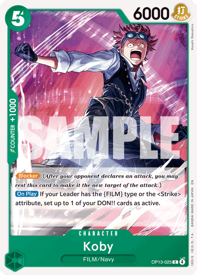Koby OP13-025 Carrying On His Will One Piece Karte