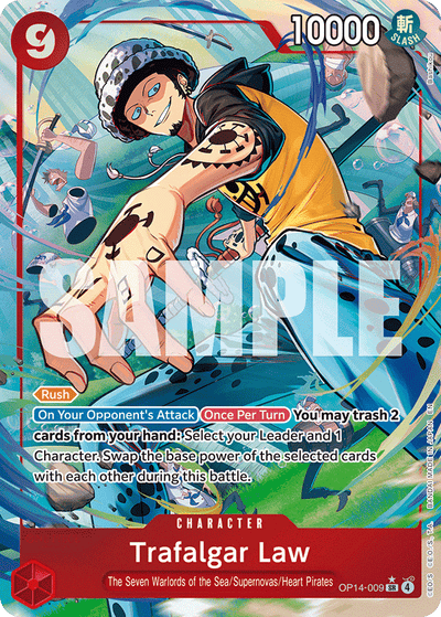 Trafalgar Law OP14-009 (Parallel 1) The Azure Sea's Seven One Piece Karte