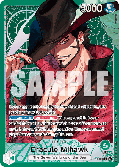 Dracule Mihawk OP14-020 (Parallel 1) The Azure Sea's Seven One Piece Karte