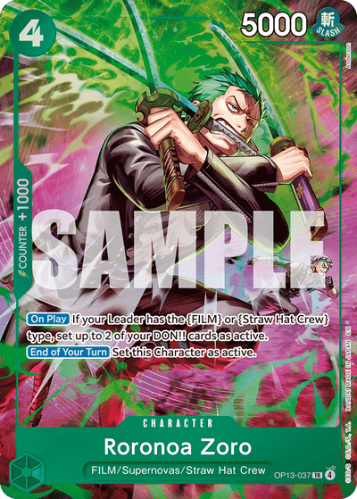 Roronoa Zoro OP13-037 (Parallel 1) Adventure on Kami's Island One Piece Karte