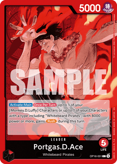 Portgas.D.Ace OP16-001 The Time of Battle One Piece Karte