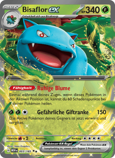 Bisaflor-ex 003/165 151 Pokémon Karte
