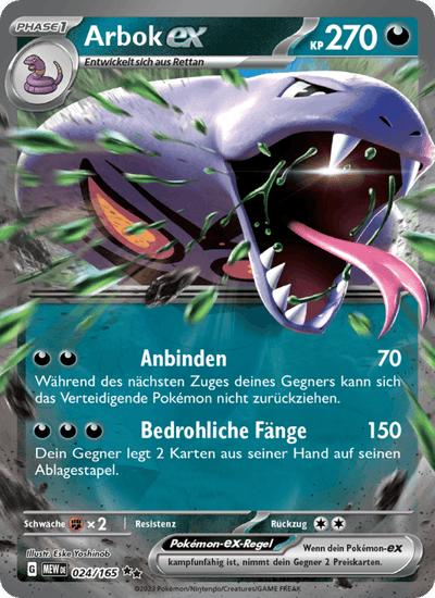 Arbok-ex 024/165 151 Pokémon Karte